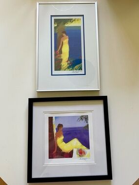 Set of 2 Emile Bellet Framed Art - Signed - COA Included
